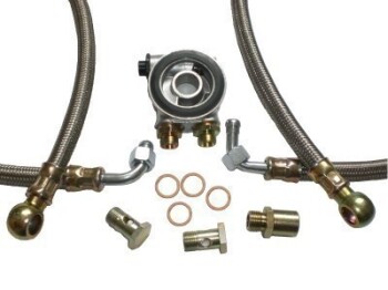 Oil cooler installation kit - steel flex hoses (silver) -...