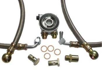 Oil cooler installation kit - steel flex hoses (silver) -...