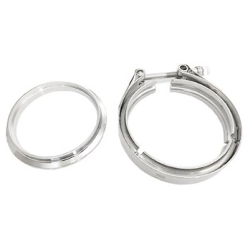 Stainless steel V-Band downpipe flange and clamp set for...