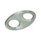 Edelstahl Verschlussplatte oval für Universal Schalldämpfer mit 115x185 mm / Ø 2x Ø 63 mm Anschlüssen