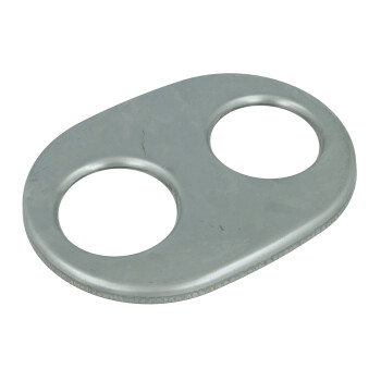 Edelstahl Verschlussplatte oval für Universal Schalldämpfer mit 140x270 mm / Ø 2x Ø 63 mm Anschlüssen