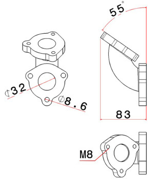 SPA Turbo Wastegate Adapter für VW Turbokrümmer SPA/TMW08T3N und SPA/TMW08T25