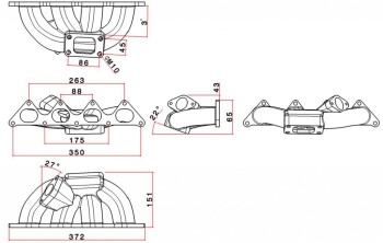 SPA Turbo-Krümmer Mitsubishi 4G93 / Guss / T3