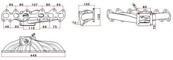 SPA Exhaust Manifold Toyota 2JZ - Cast iron - T4