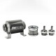 In-line Fuel filter element and housing kit, stainless steel 10 micron / 5/16 inch (8mm) Barb connections / 70mm Universal