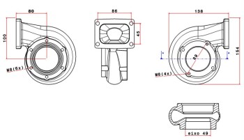 Turbolader Turbinengehäuse für SPA300 oder SPA500C A/R .36