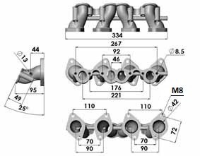 SPA Intake Manifold for 2 Weber DCOE Carburetors for VW 8V EA827 Engines