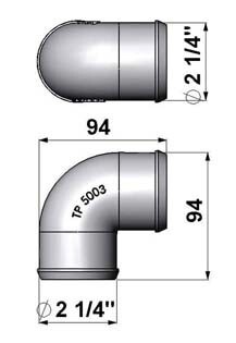 SPA Turbo 90° Alubogen eng 57mm / 2.25"