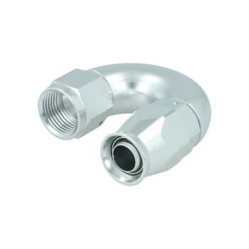 High Flow PTFE Swivel Hose End Dash 10 - 180° - Silver