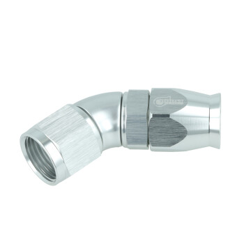 High Flow PTFE Swivel Hose End Dash 10 - 45° - Silver