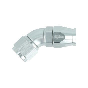 High Flow PTFE Swivel Hose End Dash 10 - 45° - Silver