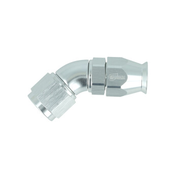 High Flow PTFE Swivel Hose End Dash 8 - 45° - Silver