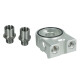 Oil Filter Sandwich Adapter with Thermostat (70°C) and 4x ORB Dash 8 Ports - satin silver