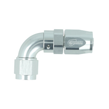 High Flow Schlauchanschluss Fitting - drehbar - Dash 6 - 90° - silber | BOOST products