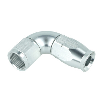 High Flow PTFE Swivel Hose End Dash 10 - 90° - Silver