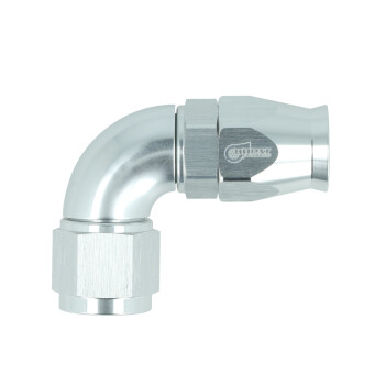 High Flow PTFE Swivel Hose End Dash 10 - 90° - Silver