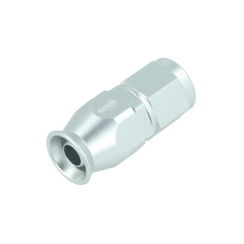 PTFE Schlauchanschluss Fitting Dash 6 - gerade - silber matt