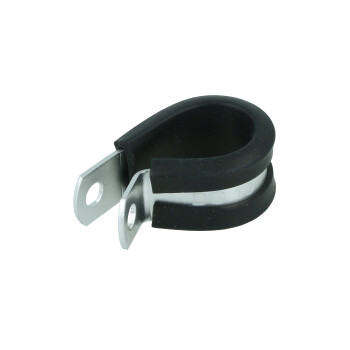 Schlauchhalter gummiert 15,9mm (5/8") - silber matt