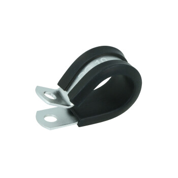 Schlauchhalter gummiert 15,9mm (5/8") - silber matt