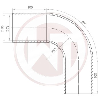 Ø76mm Silikonschlauch 90° Bogen schwarz