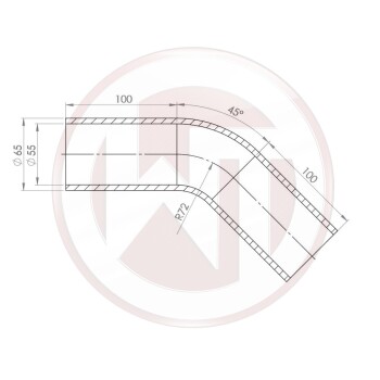 Ø55mm Silicone hose 45° elbow black | Wagner...