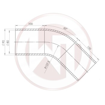 Ø80mm Silikonschlauch 45° Bogen schwarz
