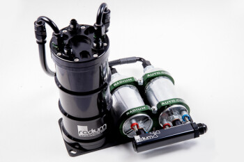 Fuel surge tank FST 1.5 liter - for dual external Bosch 044 vertical - without pumps | Radium