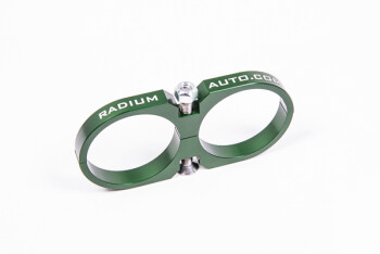 Dual 2 piece clamp for fuel filters, oil catch cans,...