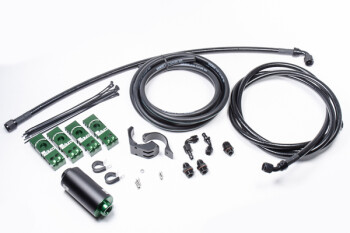 Anschluss Leitungssatz Upgrade Schlingertopf / Kraftstoffpumpen Halter für OEM Innentank - Toyota Supra MK4 - Edelstahlfilter | Radium