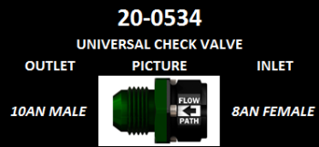 Rückschlagventil universal -10 AN / Dash 10 männlich auf -08 AN / Dash 8 weiblich | 20-0534