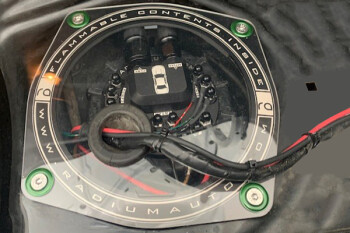 FHST Upgrade Schlingertopf / Kraftstoffpumpen Halter für OEM Innentank - R32 GT-R - ohne Pumpen (bürstenloser Ti Automotive E5LM) | Radium