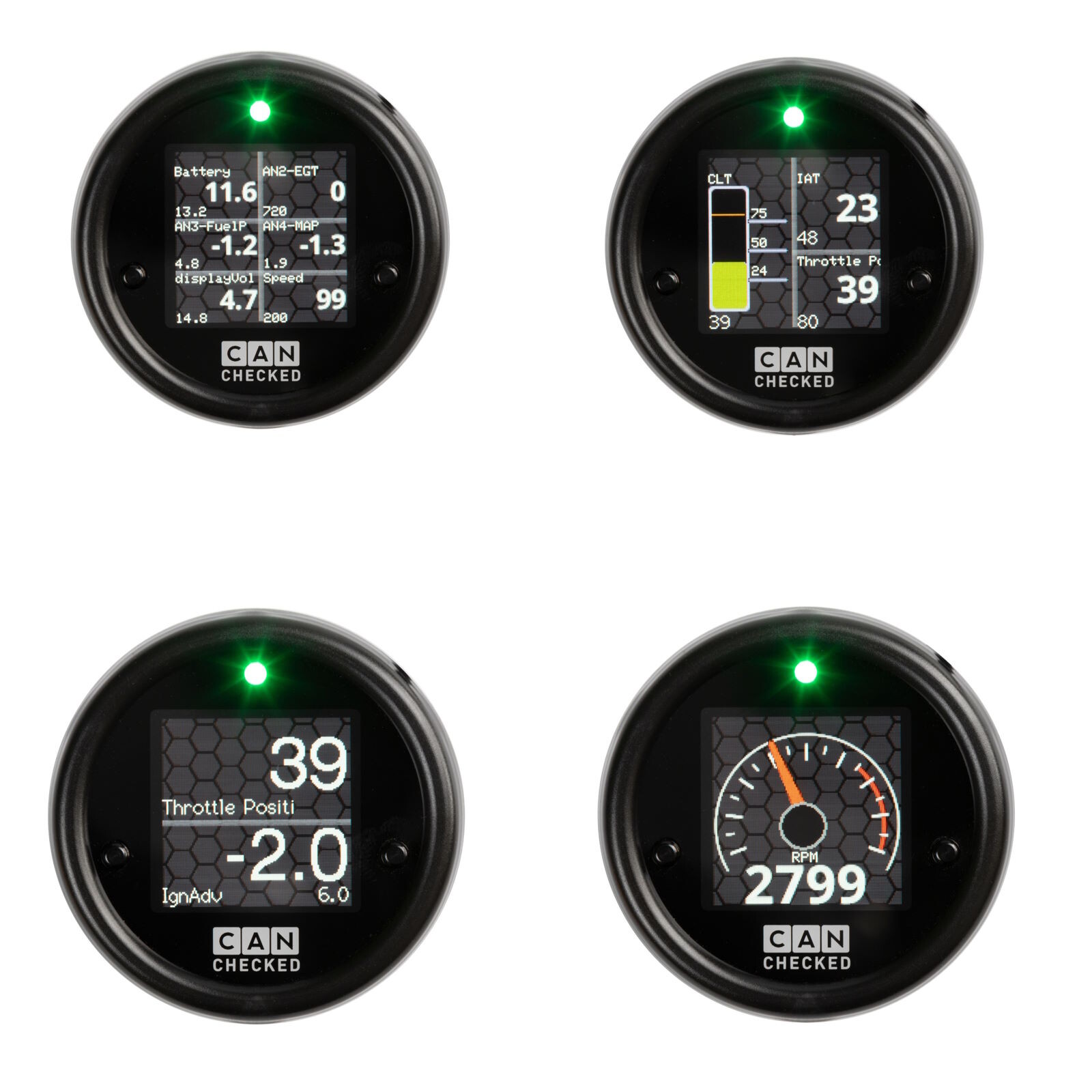 CANchecked MFD15 GEN 2 inklusive Audi/VW OBD 2 Kabel - 52mm Rund-Disp