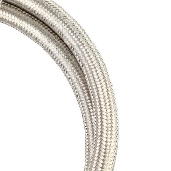 PTFE Hydraulischlauch mit Ummantelung -6AN 3 Ft., Edelstahl | MMSBH-0636-PS