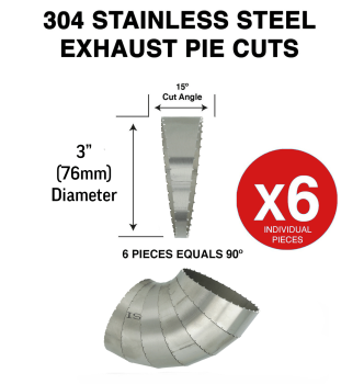 90° Pie Cut mit Zapfen 76mm x 1,5 - Kit (6 Stk.) -...