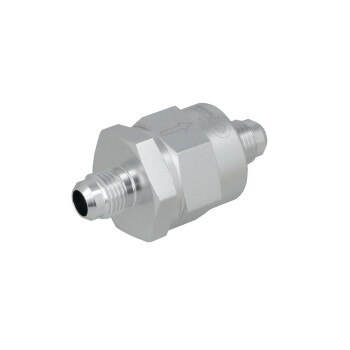 Clearance check valve Dash 6 male silver matte - with hose