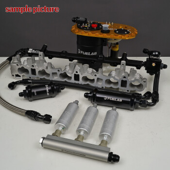 TurboZentrum fuel log 4-port collector kit for 2x BOSCH 200 (replaced 044) fuel pumps