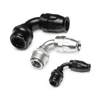 Quick Click Female PTFE Hose End -AN - 90°