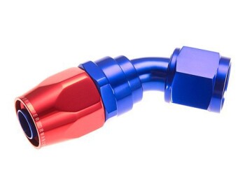 -04 45 deg double swivel hose end-red&blue | RHP