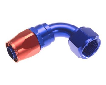 -04 90 deg double swivel hose end-red&blue | RHP