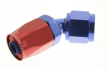 -04 45 degree female aluminum hose end - red&blue | RHP