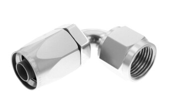 -06 90° female aluminum hose end - non-swivel - clear...