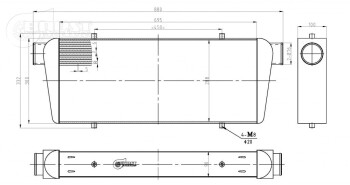 Ladeluftkühler Competition 700x300x100mm - 76mm - 900PS