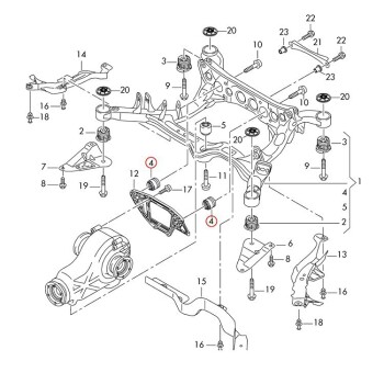034Motorsport Rear Differential Carrier Mount Insert Kit, Audi S8 (2012-2016)