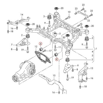 Diffenrentialhalter hinten, Aluminium Einsätze für Lagerbuchsen, Audi SQ5 (2008-2016)