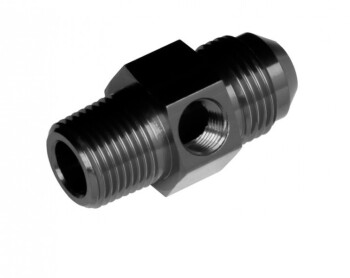 -06 male AN / JIC to -04 (1/4") NPT male with 1/8" NPT hex - black | RHP