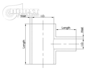 Silikon T-Stück 60mm / 25mm / schwarz