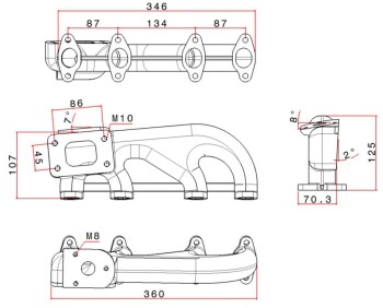 SPA Exhaust Manifold VAG 8V - Cast iron - T3 laterally