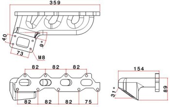 SPA Exhaust Manifold VAG 1.0 / 1.4 / 1.6 16V - Cast iron - T25