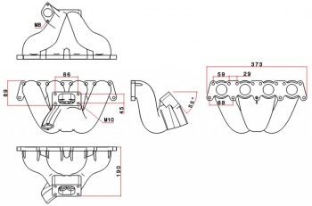 SPA Exhaust Manifold VAG 1.8T lengthways - Cast iron - T3