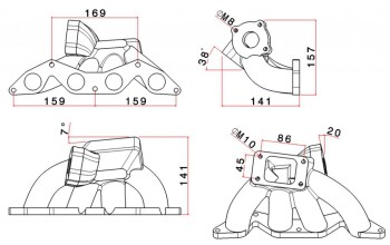 SPA Exhaust Manifold Honda D17 - Cast iron - T3